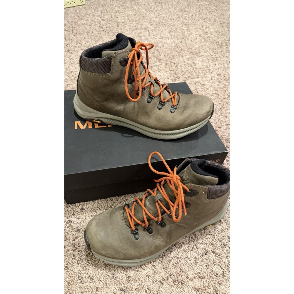 Merrell Mens Ontario Mid Hiking Boots Size 12 M Waterproof Brown Vibram Trail